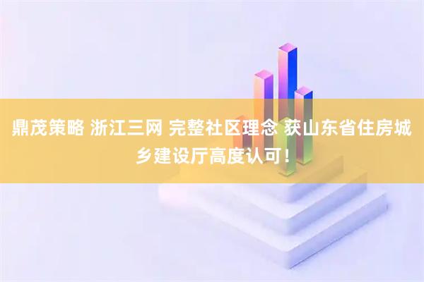 鼎茂策略 浙江三网 完整社区理念 获山东省住房城乡建设厅高度认可！